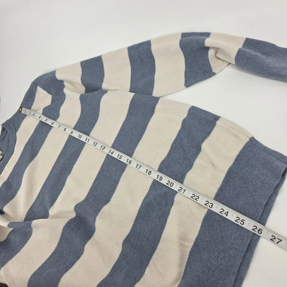 J. Crew Knit Sweater Size M Blue White Striped Nautical Preppy Coastal Classic